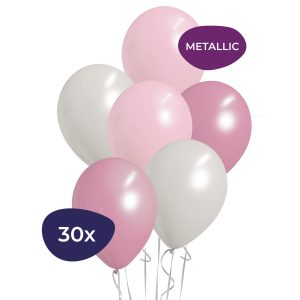 Metallic Roze & Wit, Pastel Roze – 30 st