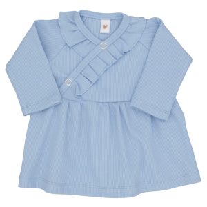Babyjurkje ruffle fijne rib lichtblauw